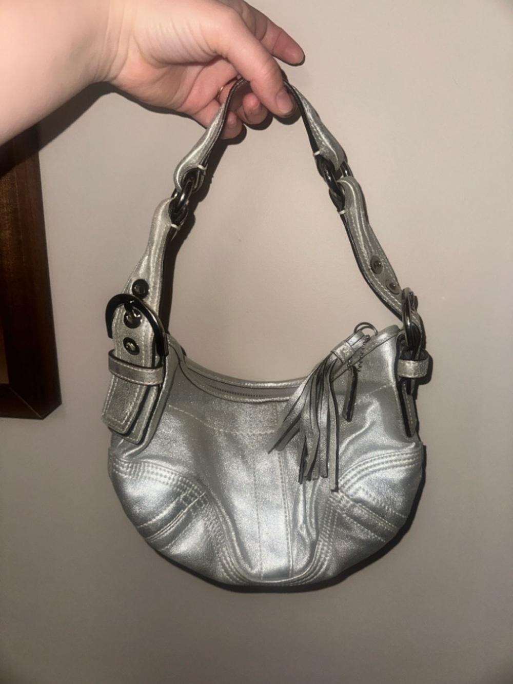 Vintage coach Silver Metallic Hobo Shoulder Bag